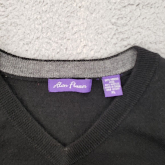 Alan Flusser Sweater Mens XL Black Wool V-Neck Sleeveless Vest‎ Golf Lightweight - Picture 9 of 14